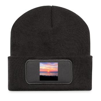 COUCHER DE SOLEIL I Vacances I Mer I Été - Beanie recyclé à patch - charbon - Devant
