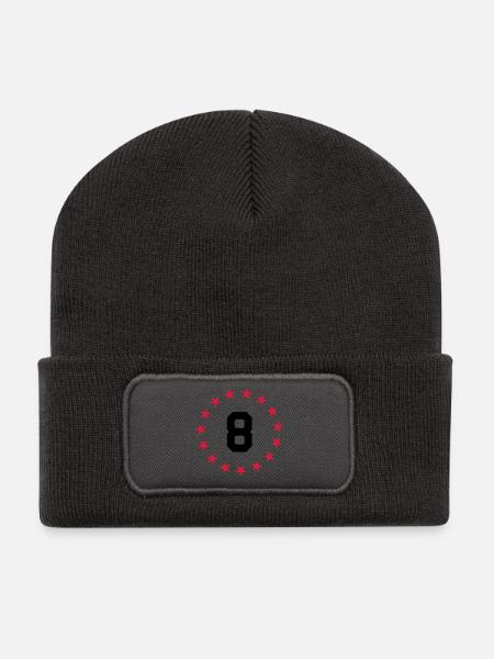 Ziffer 8 - Recycelte Patch Beanie - Dunkelgrau