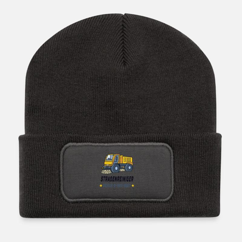 Straßenreiniger Design / Geschenkidee - Recycelte Patch Beanie - Dunkelgrau
