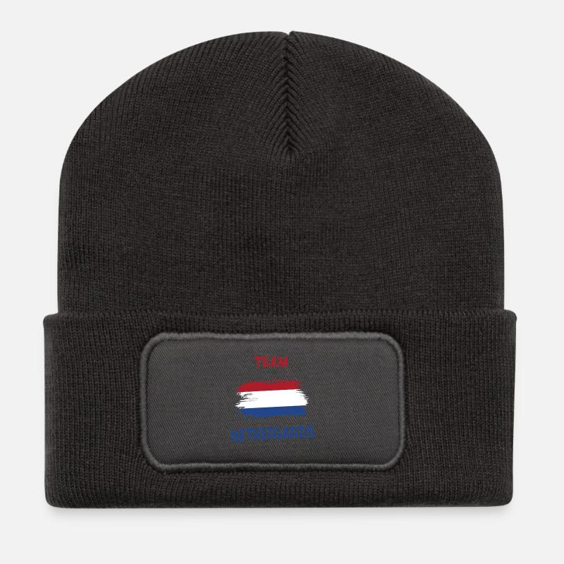Team Niederlande Design / Geschenkidee - Recycelte Patch Beanie - Dunkelgrau