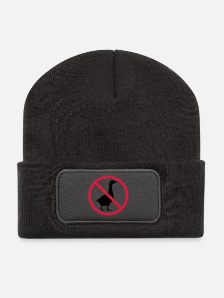 Gans Verboten Schild - Recycelte Patch Beanie - Dunkelgrau