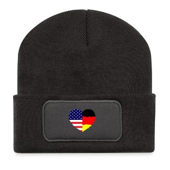 USA und Deutschland - Recycelte Patch Beanie - Dunkelgrau - Vorne