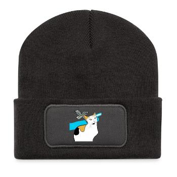 sitting cat - Recycled Patch Beanie - dark grey - Front