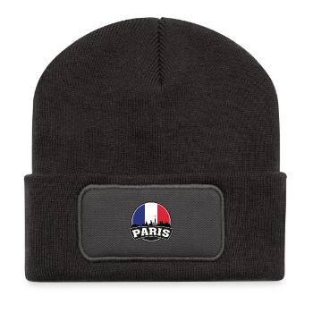 Paris France Skyline Travel Souvenir French Flag - Recycled Patch Beanie - dark grey - Front