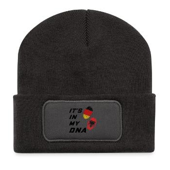 In meiner DNA Deutschland und Albanien / Geschenk - Recycelte Patch Beanie - Dunkelgrau - Vorne