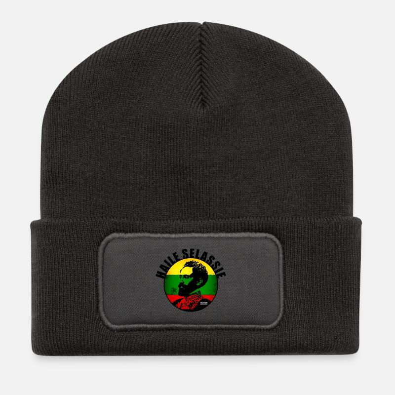 Silhouette Rasta dans le Métro - Beanie recyclé à patch - charbon