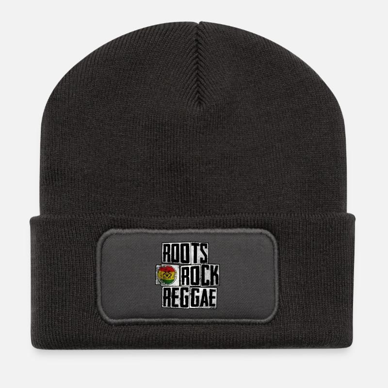 Roots Rock Reggae Design - Recycelte Patch Beanie - Dunkelgrau