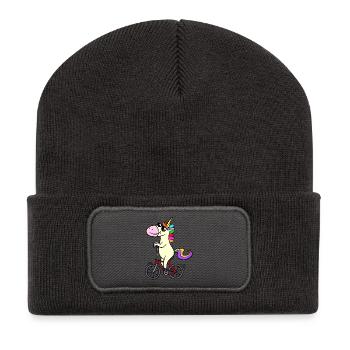 Cool Licorne Drôle de design lunettes de soleil - Beanie recyclé à patch - charbon - Devant