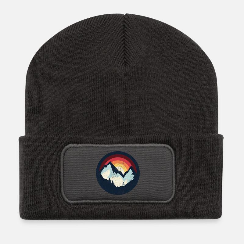 Sunset Ridge Mountain Ride - Recycelte Patch Beanie - Dunkelgrau