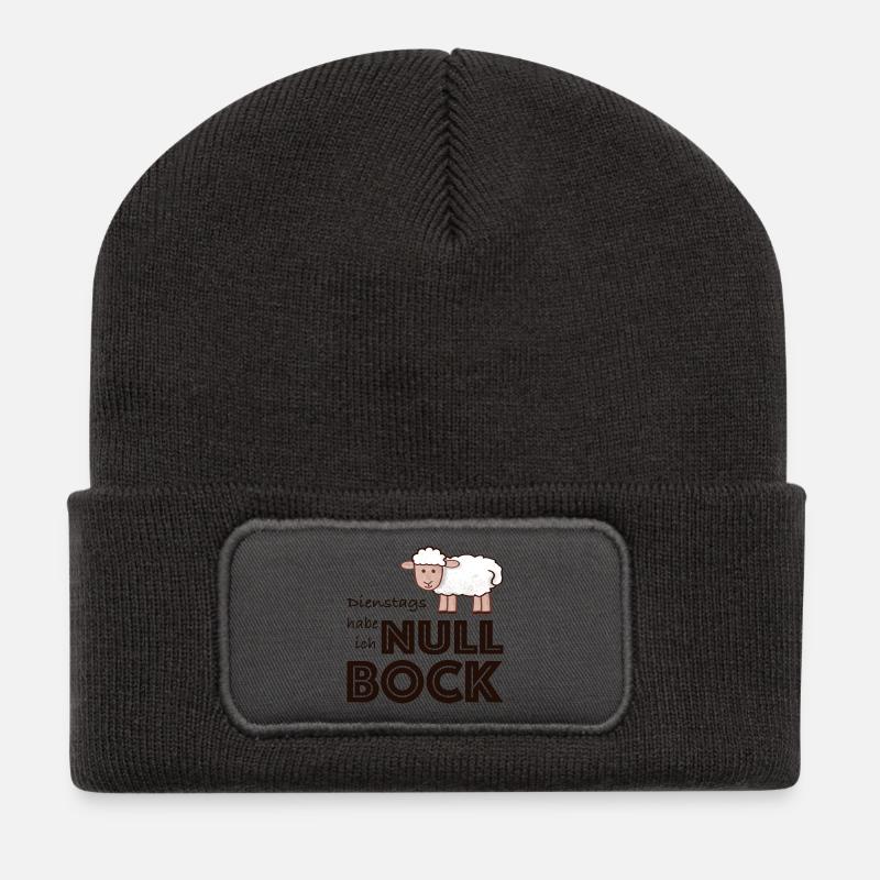 Null Bock auf Dienstag - Schaf - Recycelte Patch Beanie - Dunkelgrau
