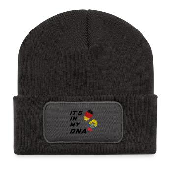 In meiner DNA Deutschland und Ecuador - Recycelte Patch Beanie - Dunkelgrau - Vorne