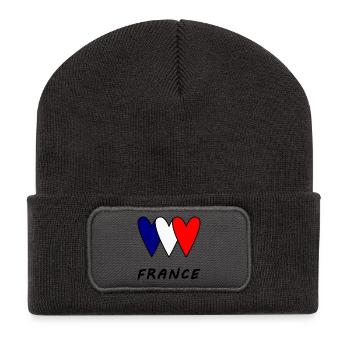 FOOTBALL. SPORT. FRANCE. CHAMPION. COEUR - Beanie recyclé à patch - charbon - Devant
