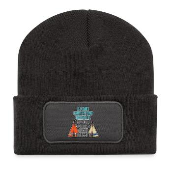 Es gibt Idioten und Indianer. Und du wohnst.... - Recycelte Patch Beanie - Dunkelgrau - Vorne