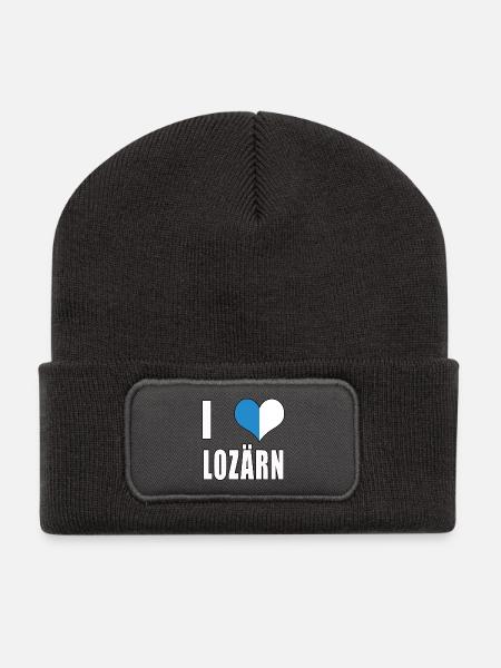 i love Lozärn Luzern Liebe Herz Schweiz Geschenk - Recycelte Patch Beanie - Dunkelgrau