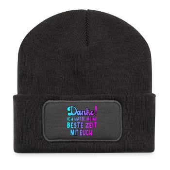 ABSCHIEDSGESCHENKE DANKESCHÖN - BESTE ZEIT - Recycelte Patch Beanie - Dunkelgrau - Vorne