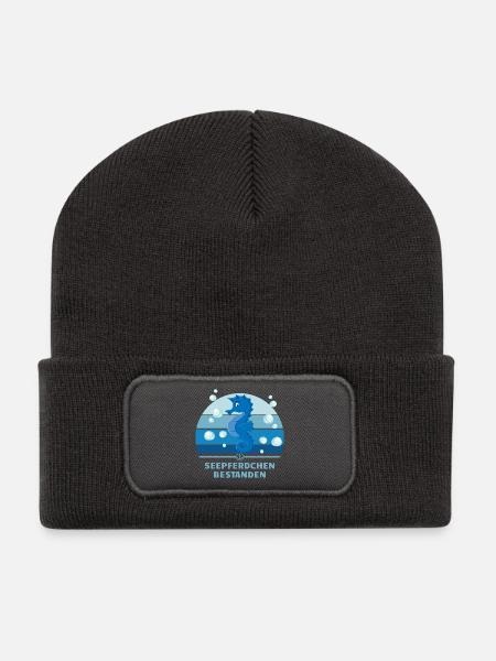 Seepferdchen bestanden Kampfschwimmer Bademeister - Recycelte Patch Beanie - Dunkelgrau