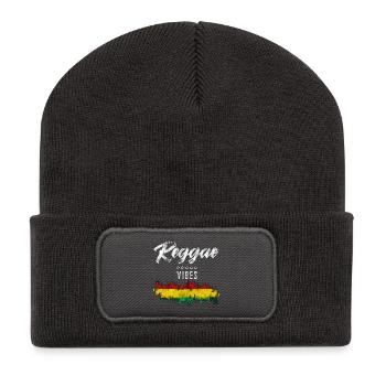 Reggae Vibes Black Waterfall Print - Recycled Patch Beanie - dark grey - Front