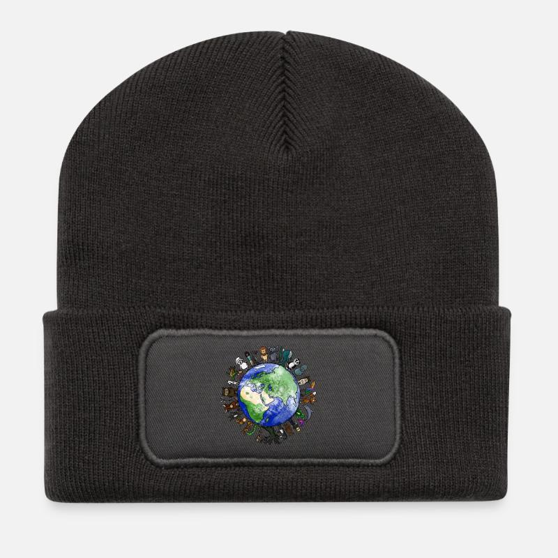 Planète vivante - Biodiversité - Beanie recyclé à patch - charbon