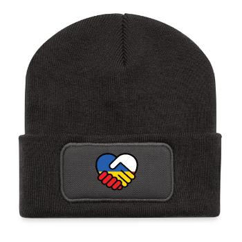 Pologne Ukraine Heart pokój pański, pokój Ukrainy - Beanie recyclé à patch - charbon - Devant