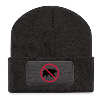 Bär Verboten Schild - Recycelte Patch Beanie - Dunkelgrau - Vorne