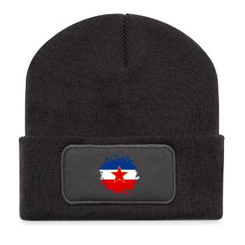 Yugoslavia flag blob design - Recycled Patch Beanie - dark grey - Front