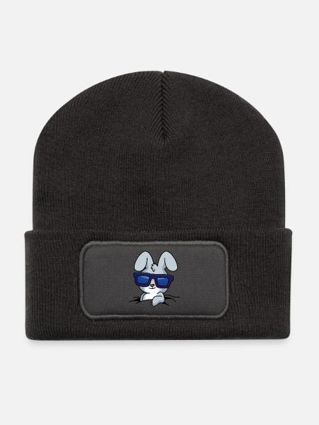 Cooler Hase - Recycelte Patch Beanie - Dunkelgrau