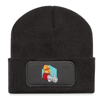 Ritter Daumen Hoch - Recycelte Patch Beanie - Dunkelgrau - Vorne