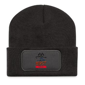Großmutter Statement Oma Brille Sehschwäche Omi - Recycelte Patch Beanie - Dunkelgrau - Vorne