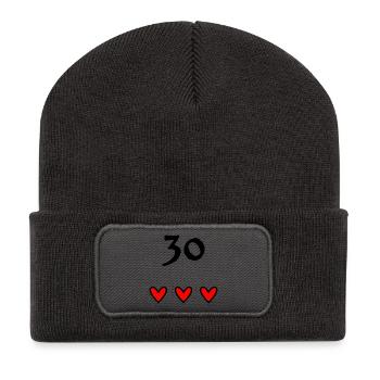 30 ANS. 30e ANNIVERSAIRE. ANNIVERSAIRE 30 ANS - Beanie recyclé à patch - charbon - Devant