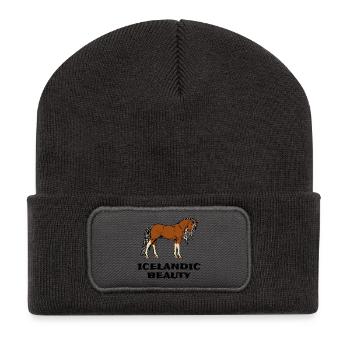 Horse Love Horses Statement Icelandic Horses Icelandic - Recycled Patch Beanie - dark grey - Front