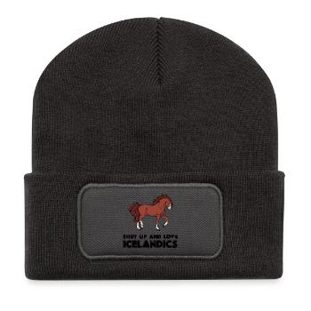 Cool Icelandic Horses Statement Horse Love Icelanders - Recycled Patch Beanie - dark grey - Front