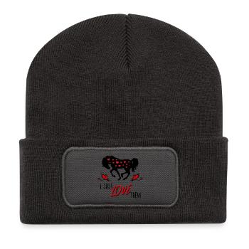 Chevaux islandais chevaux islandais Déclaration Coeur - Beanie recyclé à patch - charbon - Devant