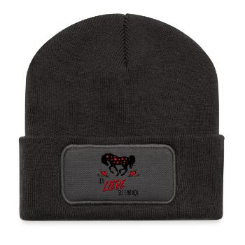Pferde Herz Statement Isländer Islandpferde - Recycelte Patch Beanie - Dunkelgrau - Vorne