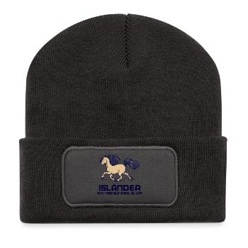 Pferdenarr Islandpferde Pferde Statement Galopp - Recycelte Patch Beanie - Dunkelgrau - Vorne