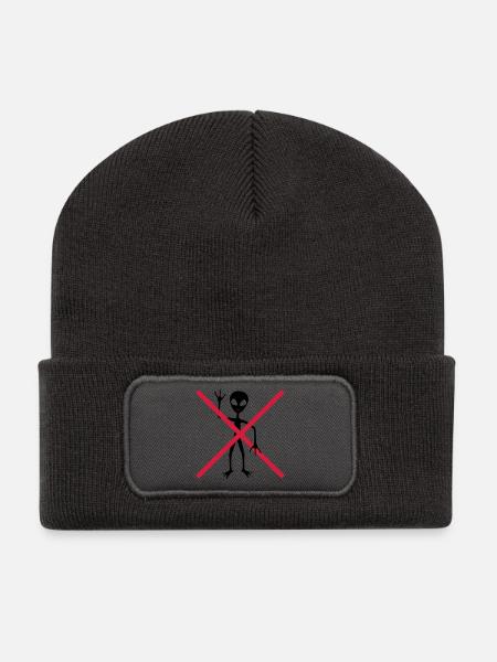 Verboten Schild außerirdischer Besucher - Recycelte Patch Beanie - Dunkelgrau