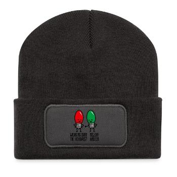 Funny Christmas Lights Working at Christmas - Recycled Patch Beanie - dark grey - Front