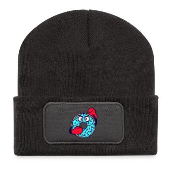 Donut Süßigkeiten Lecker Naschen Nachspeise - Recycelte Patch Beanie - Dunkelgrau - Vorne