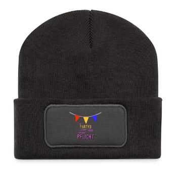 Party machen ist meine Pflicht - Recycelte Patch Beanie - Dunkelgrau - Vorne