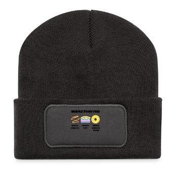 Donut Statement Süßigkeiten Kuchen Nachspeise - Recycelte Patch Beanie - Dunkelgrau - Vorne