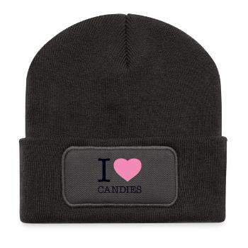 I LOVE CANDIES - Recycelte Patch Beanie - Dunkelgrau - Vorne