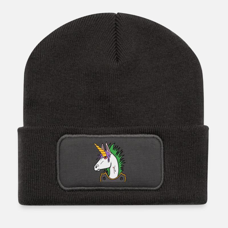 Einhorn Punk - Recycelte Patch Beanie - Dunkelgrau