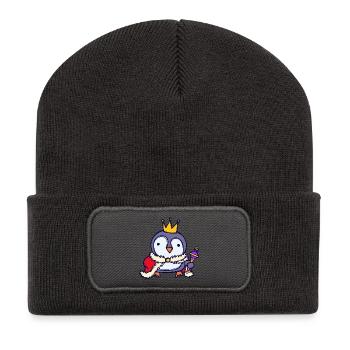 Zoo Cool Süß Pinguin Tier Vogel Arktis Seevogel - Recycelte Patch Beanie - Dunkelgrau - Vorne