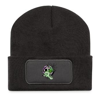 Lèvres de vampire vert - Beanie recyclé à patch - charbon - Devant