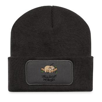 Säugetier Faul Tier Statement Faultier Schlafen - Recycelte Patch Beanie - Dunkelgrau - Vorne