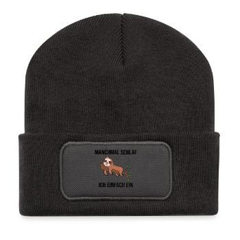 Schlafen Säugetier Dschungel Faultier Statement - Recycelte Patch Beanie - Dunkelgrau - Vorne