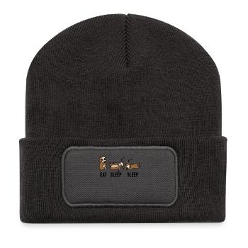 Sleeping Animal Saying Lazy Tired Sloth Mammal - Recycled Patch Beanie - dark grey - Front