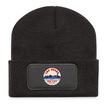 Sin City Skyline Retro Round Logo - Recycled Patch Beanie - dark grey - Front