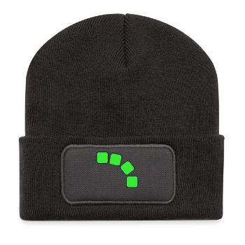Grüne Quadrate Sequenz - Recycelte Patch Beanie - Dunkelgrau - Vorne