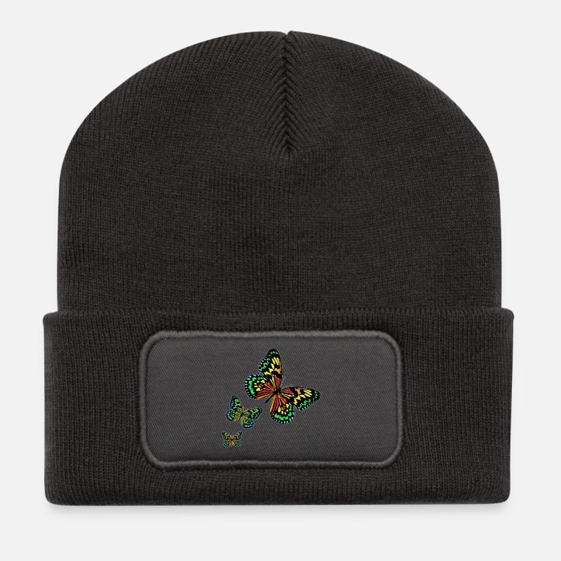 3 Butterflies R6Z - Recycelte Patch Beanie - Dunkelgrau
