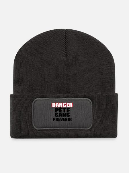 Danger Pète sans prévenir - Beanie recyclé à patch - charbon